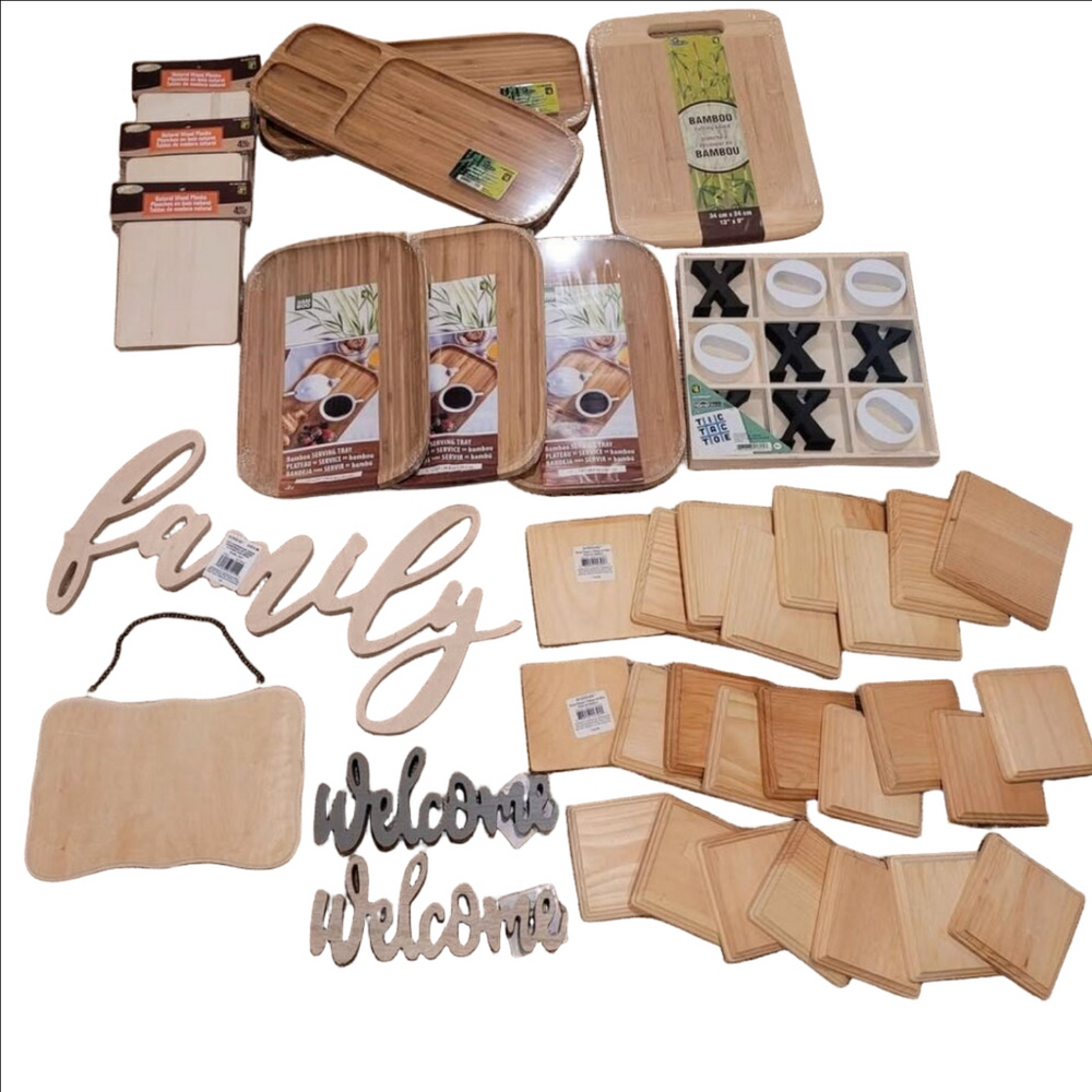 35 piece Large wooden craft lot new